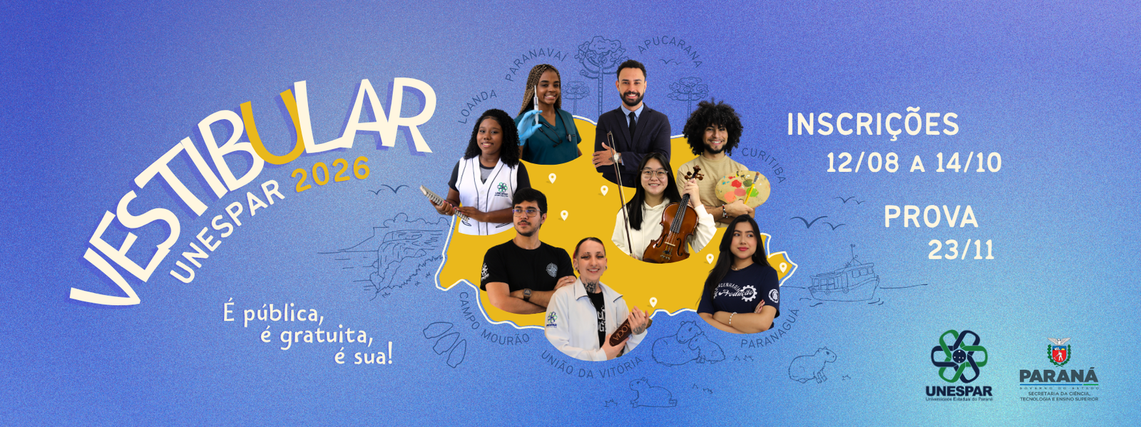 Unespar inicia inscrições e disponibiliza 1 798 vagas no Vestibular 2026 - Imagem do artigo original