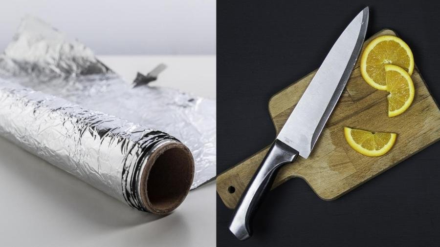Papel-alumínio melhora o corte da faca em poucos minutos - Imagem do artigo original
